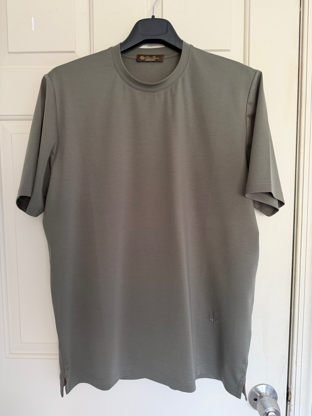 Loro Piana Olive Green Crew Neck Short Sleeve Tee